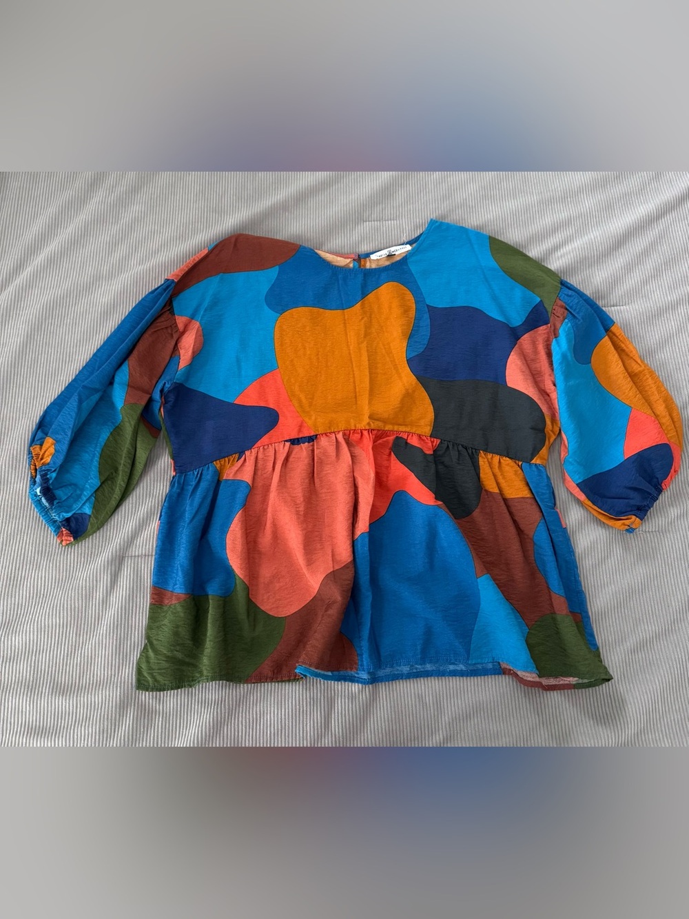 Michelle McDowell Colorblock Peplum Top - Blue, Orange, Coral, Green
